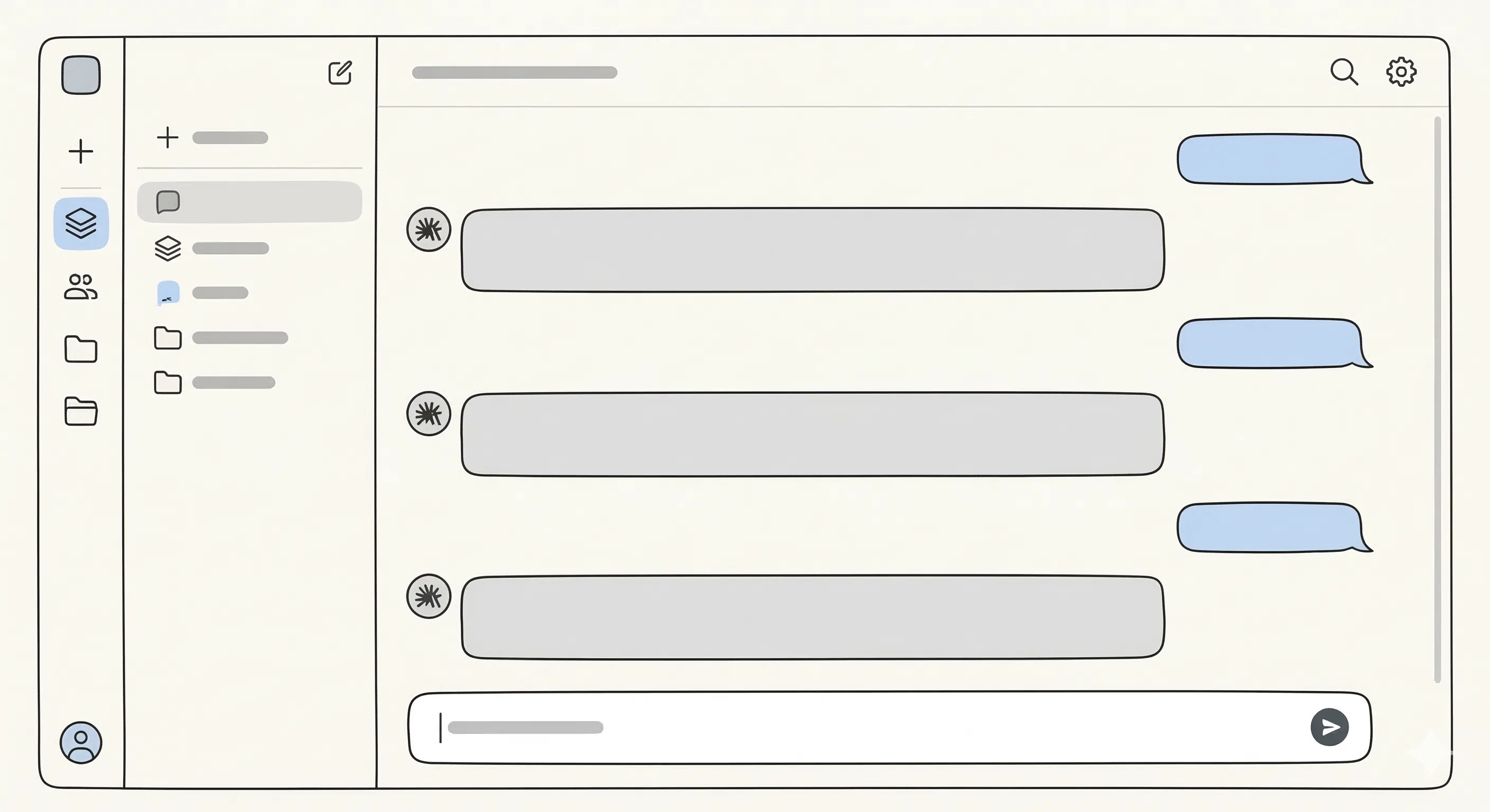 Mockup of agent chat UI